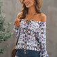 Printed Off-Shoulder Tied Balloon Sleeve Blouse