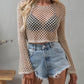 Openwork Flare Sleeve Cropped Cover Up