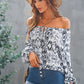Printed Off-Shoulder Tied Balloon Sleeve Blouse