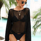 Long Sleeve Round Neck Openwork Cover-Up