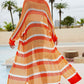 Striped Open Front Side Slit Duster Cover Up