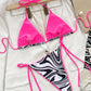 Zebra Print Halter Neck Tie Side Bikini Set
