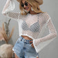 Openwork Flare Sleeve Cropped Cover Up