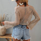 Openwork Flare Sleeve Cropped Cover Up