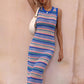 Striped Round Neck Sleeveless Midi Cover Up Dress